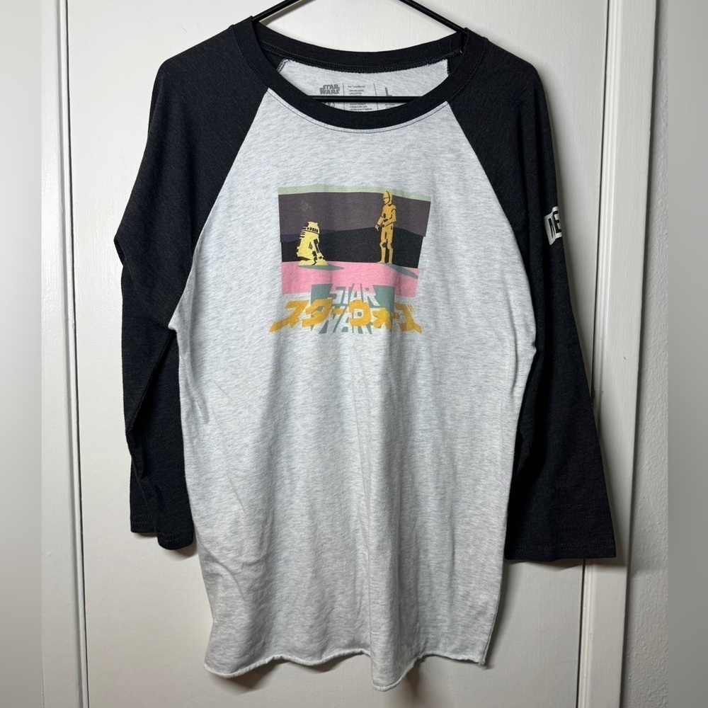 Star Wars X Neff Raglan Grey C-3PO R2-D2 Disney Shirt Size Men’s Large